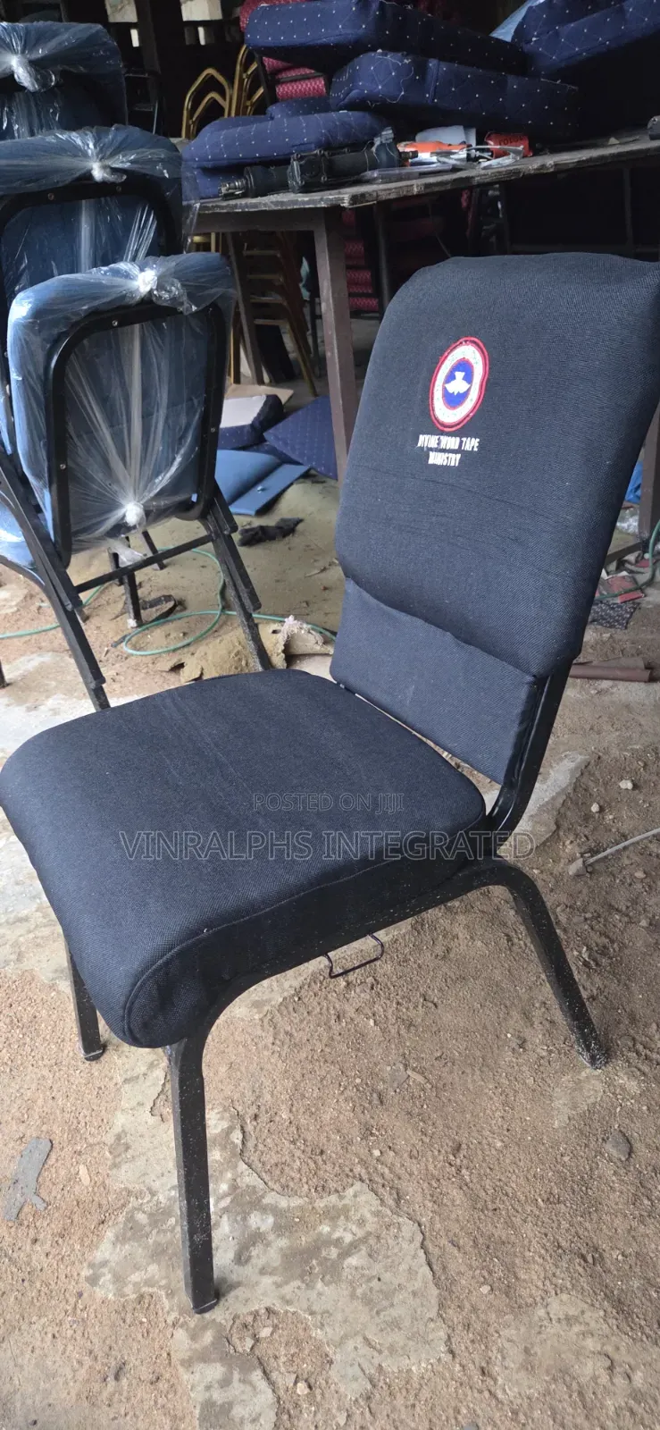Black Church Chair With Logo
