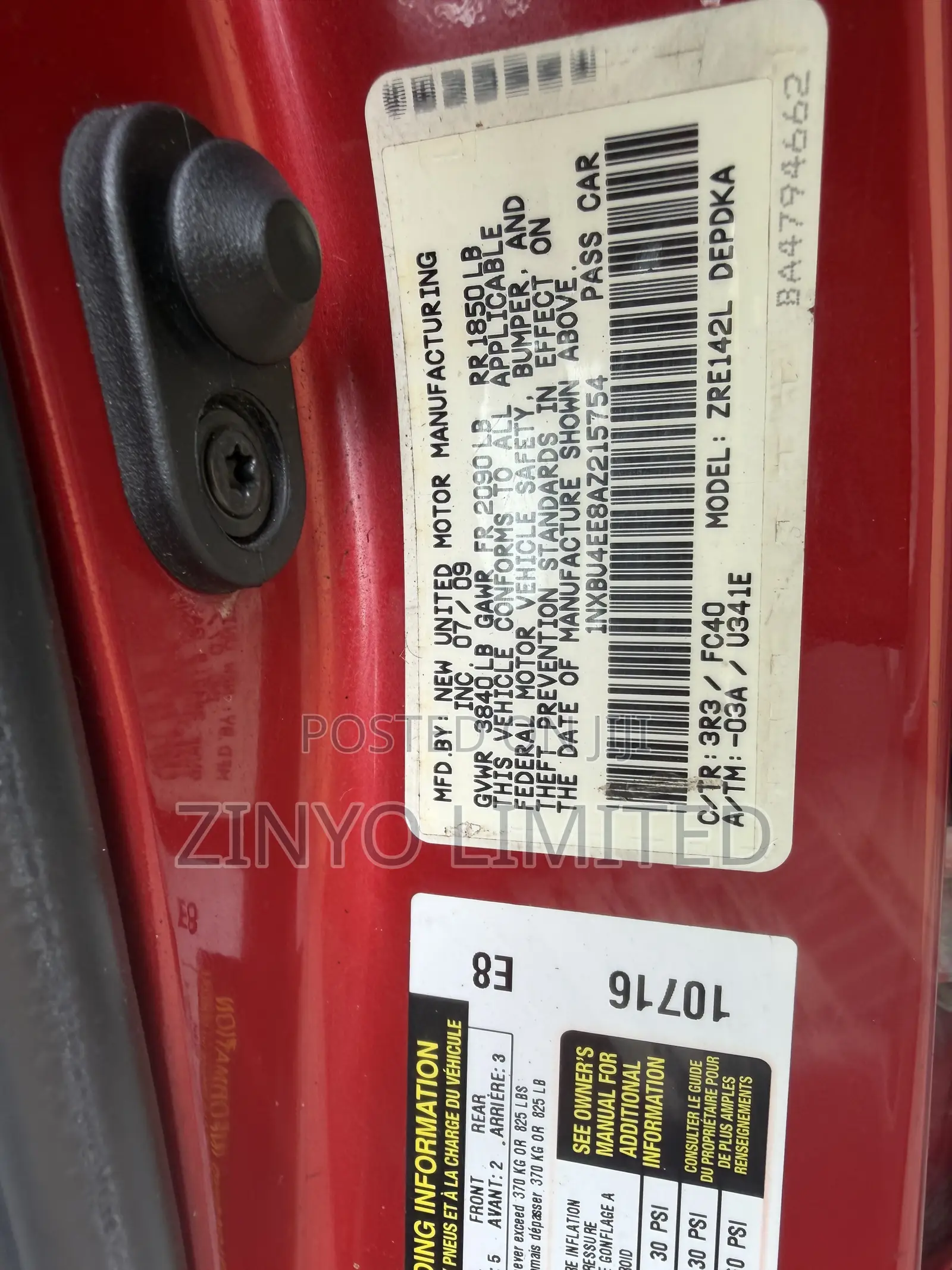 Toyota Corolla LE 4dr Sedan (1.8L 4cyl 4A) 2010 Red