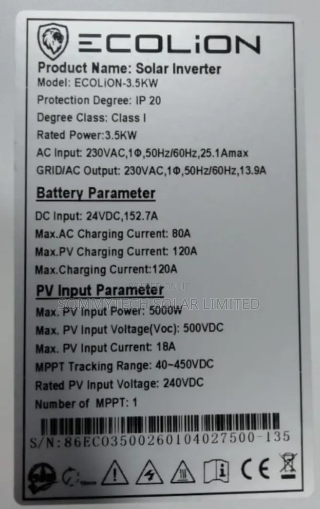 3.5kva__24v BMS Ecolion Hybrid Inverter