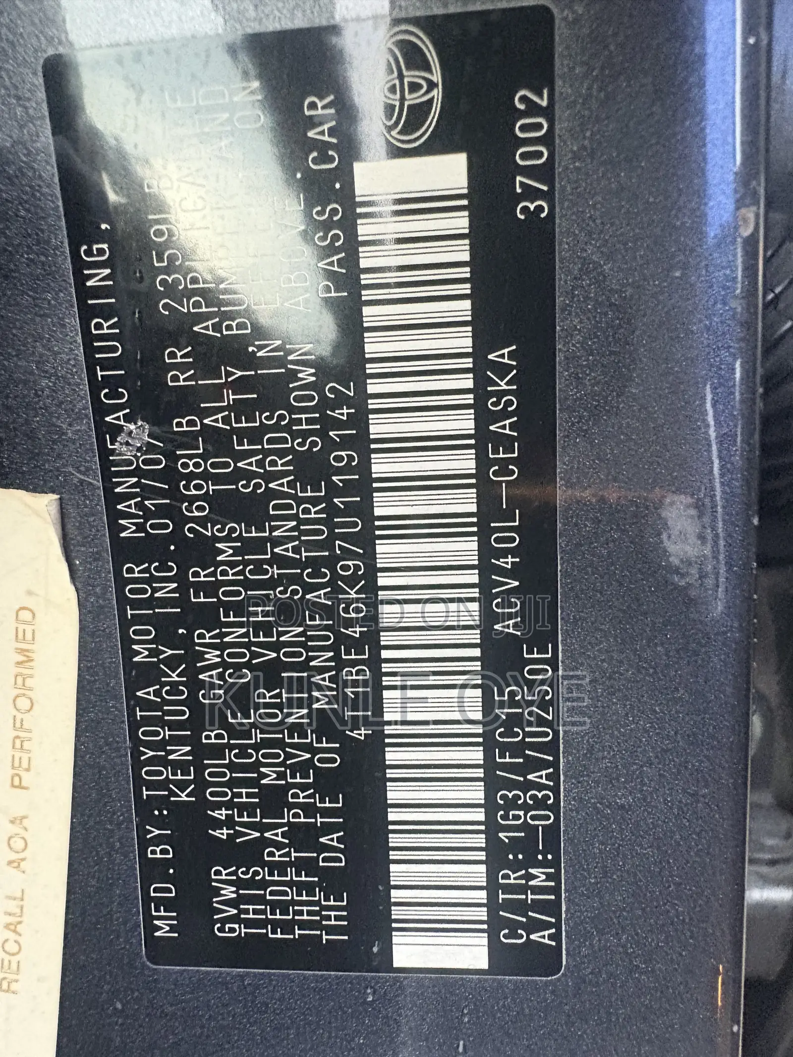 Toyota Camry 2.4 SE 2008 Gray