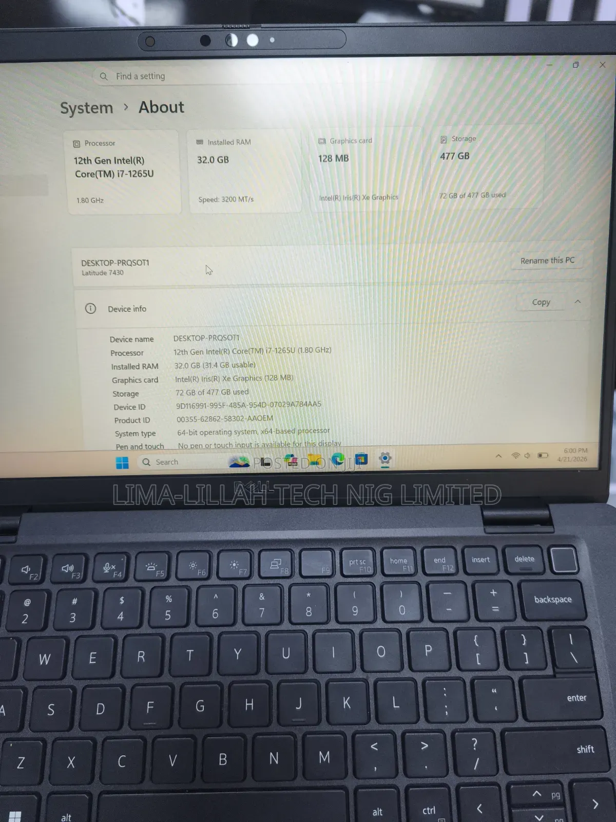 Laptop Dell Latitude 7430 32GB Intel Core i7 SSD 512GB