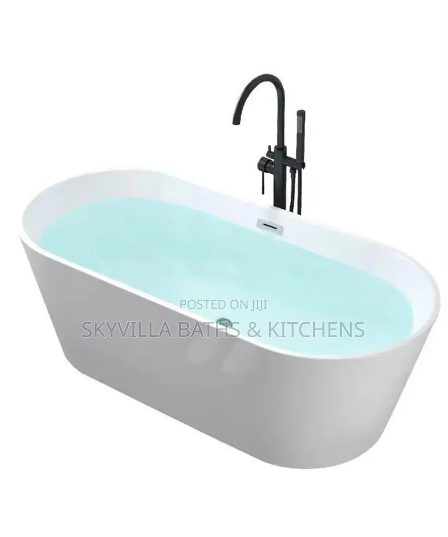 Luxury Oval Freestanding Acrylic Soaking Bathtub Combo Set –