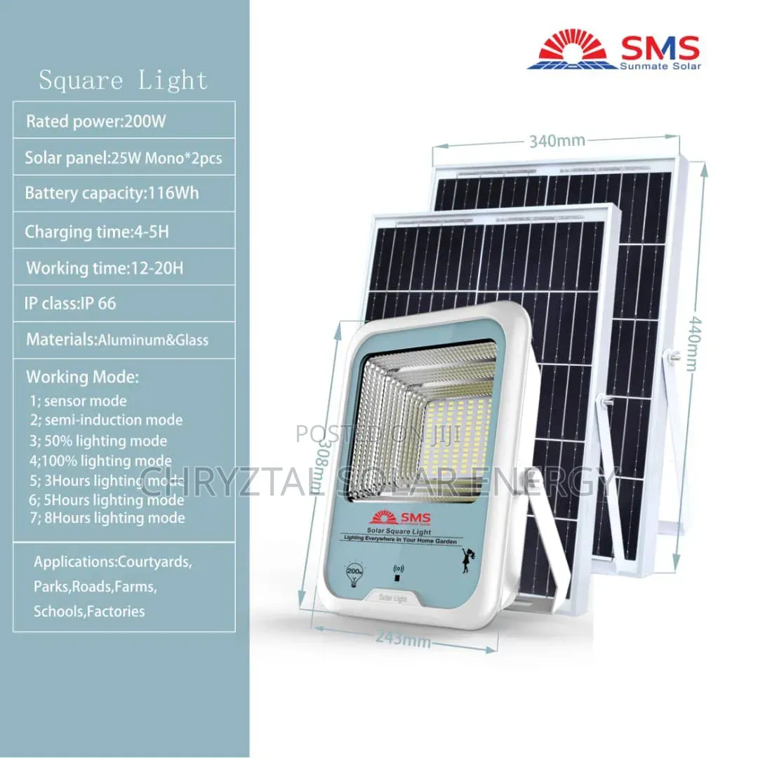 200watts SMS Flood Light Very Bright Led and Comes a 2in1 Solar Panel