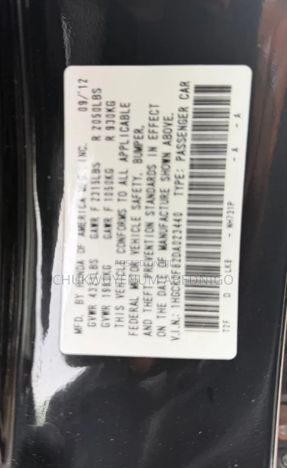 Honda Accord 2013 Black