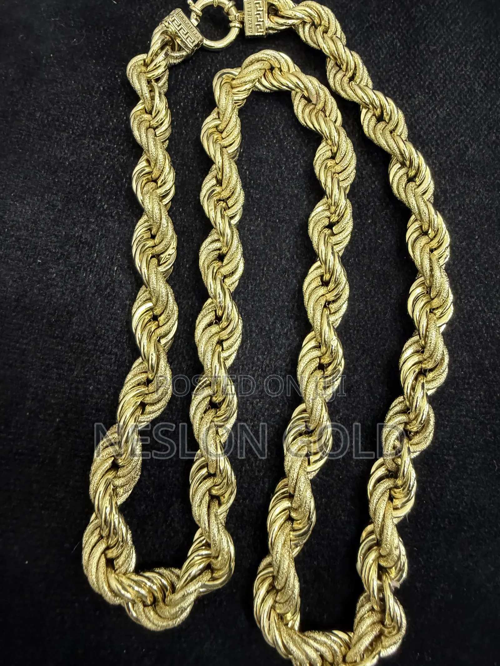 18karat Italian Original Gold Necklace Huge Diamond
