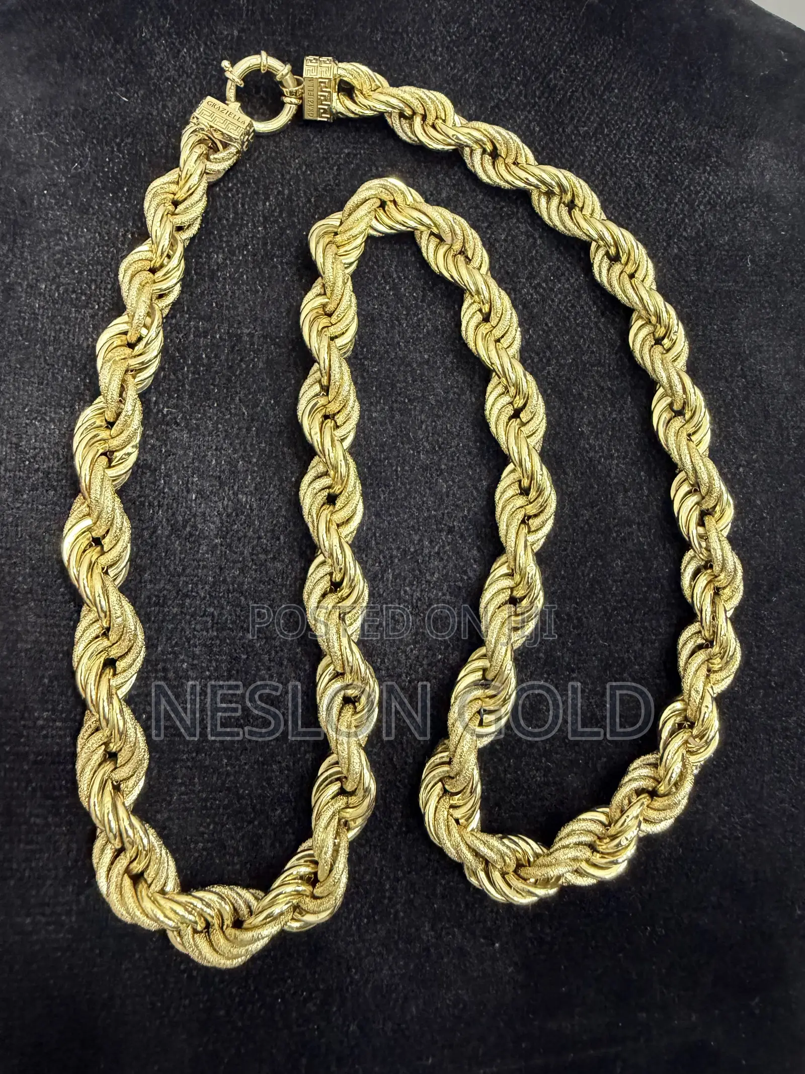 18karat Italian Original Gold Necklace Huge Diamond