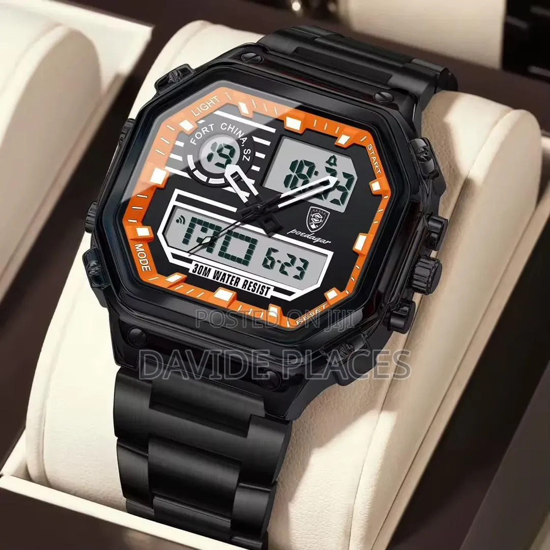 *Poedagar Chain* _Digital and Analog Time_ Waterproofs With Sapphire