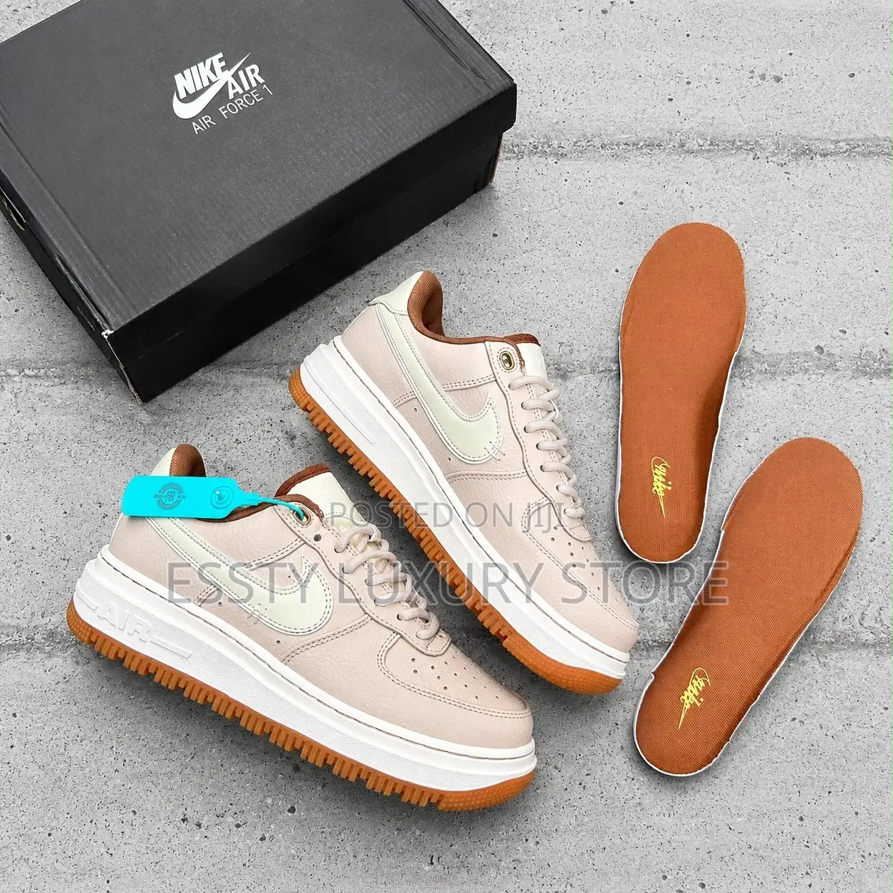 New Nike Air Force 1 Luxe ‘Pearl White / Beige Leather’ ” Snks”*