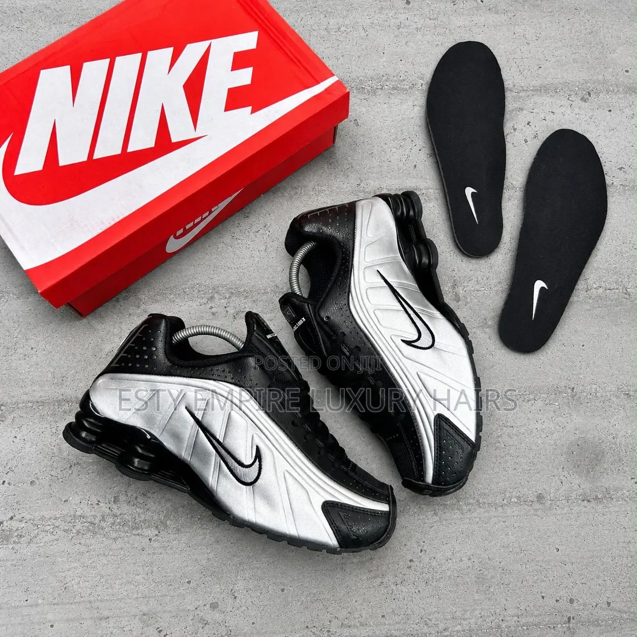 New Nike Shox R4 (Black / Metallic Silver)” Snks”*