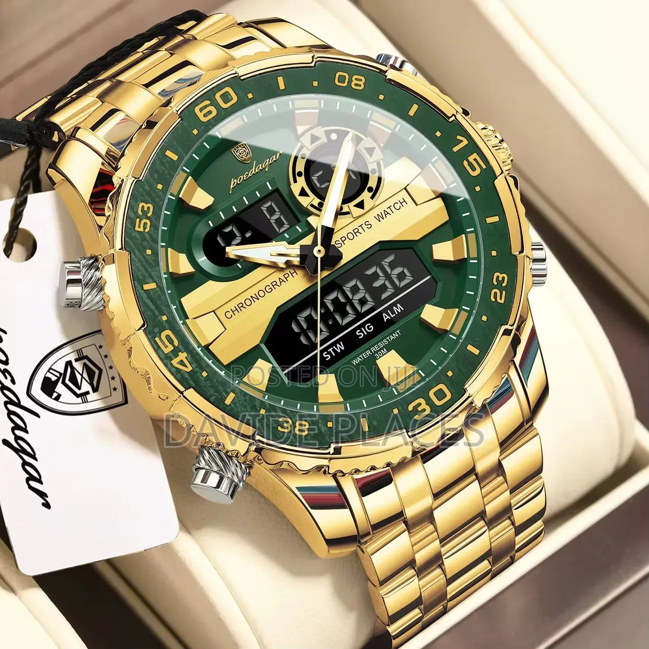 Poedagar Digital and Analogue Time Display, Chain Watch, With Date,Day