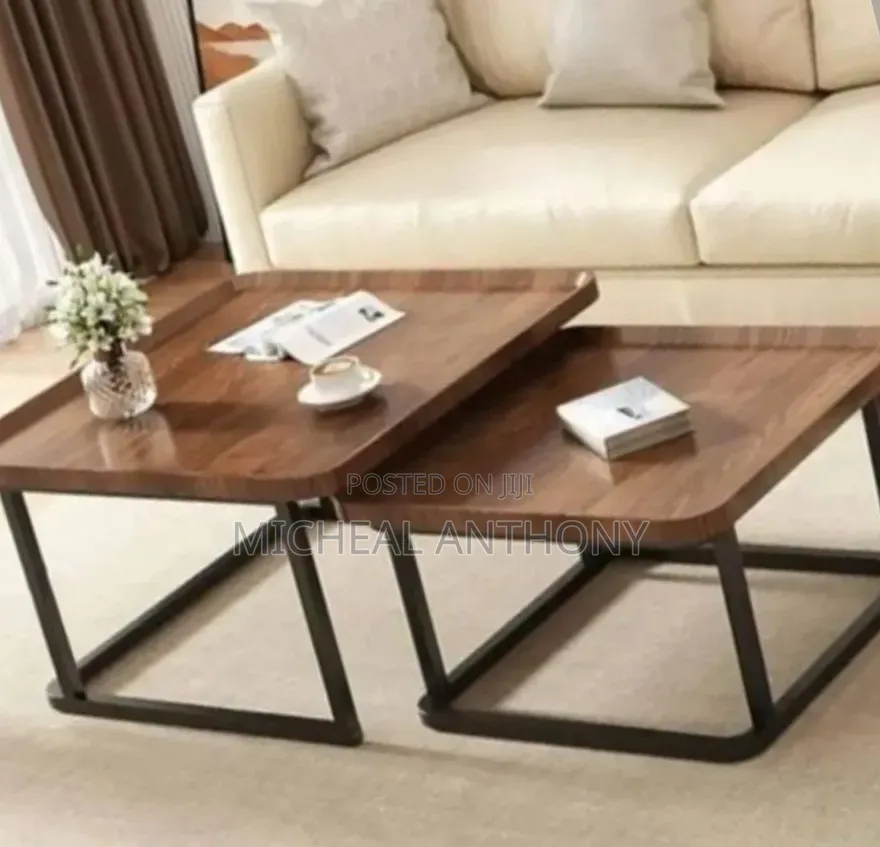 New Center Table One Plus 1 Wood Top Very Unique With Black Leg