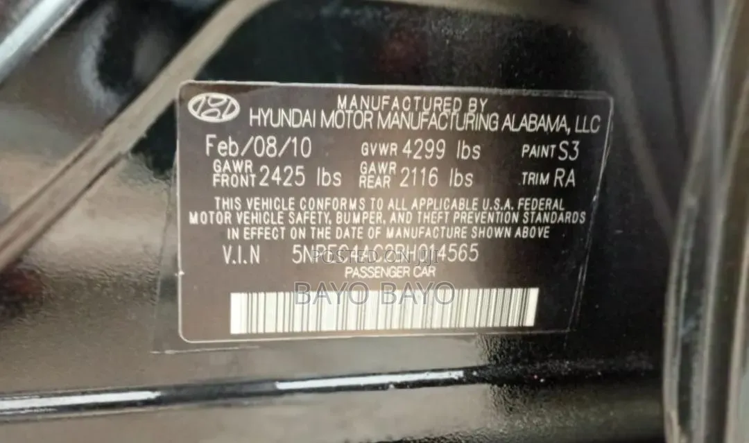 Hyundai Sonata Limited Sedan FWD (2.4L 4cyl 6A) 2011 Black
