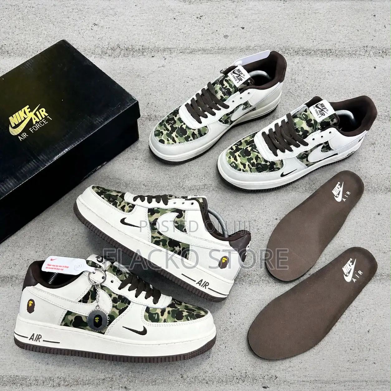 Original a Bathing Ape X Nike Air Force 1 ‘07 Camo Sneakers