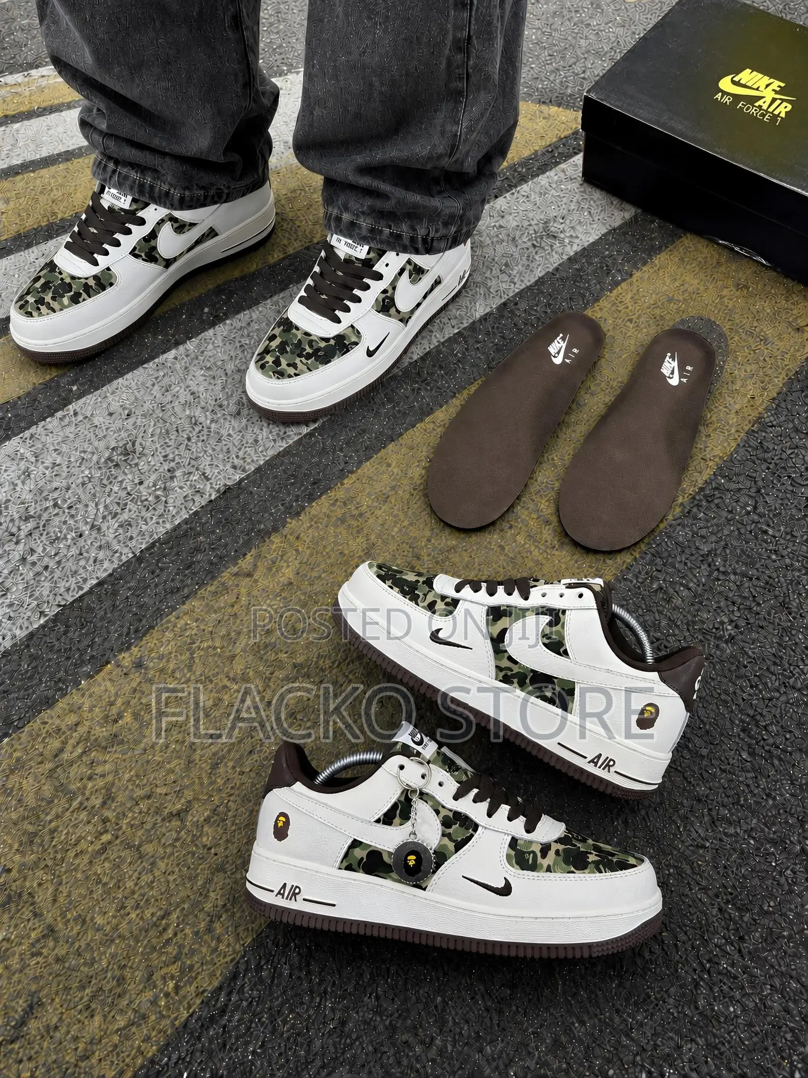 Original a Bathing Ape X Nike Air Force 1 ‘07 Camo Sneakers
