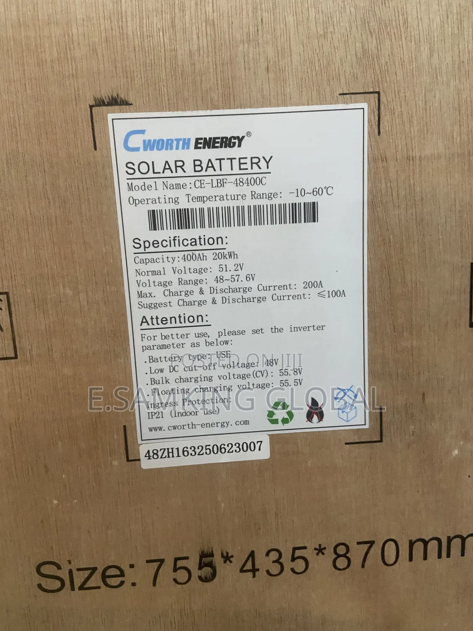 20kwh Cworth Lithium Battery