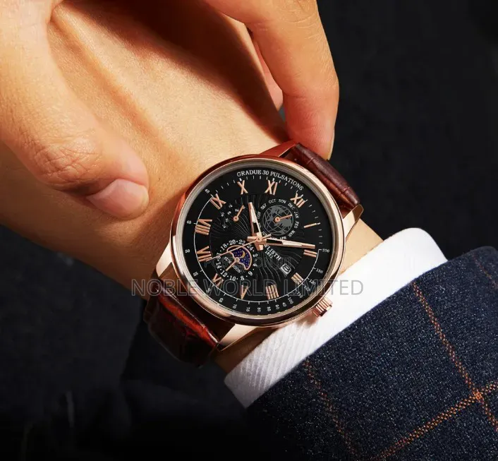 Poedagar Leather Wrist Watch Ogu 8h