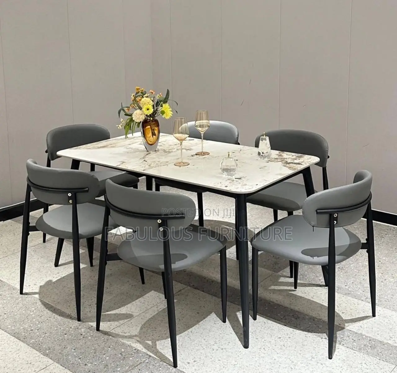 Standard Imported Marble Top Dining Set Available as Seen