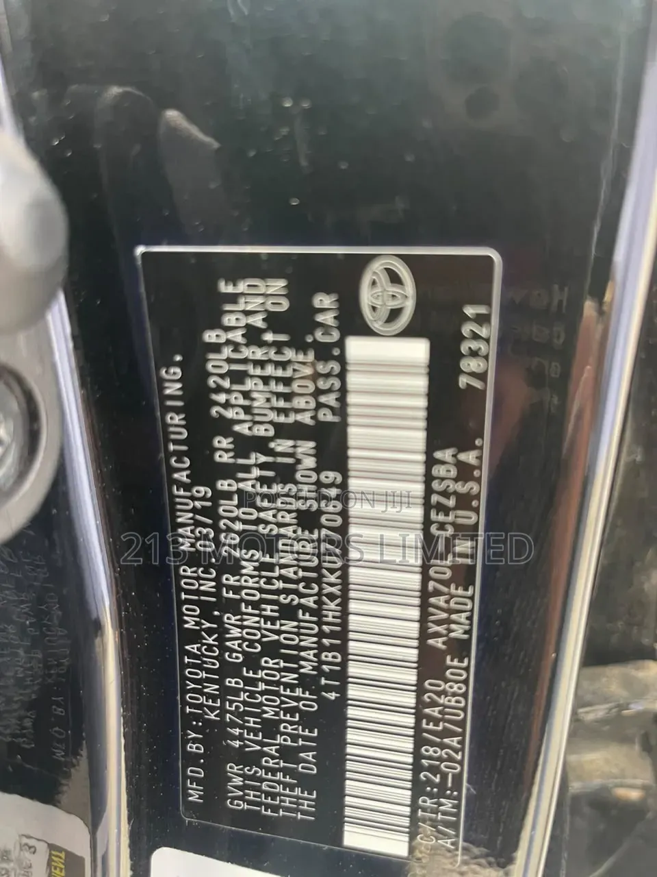 Toyota Camry SE (2.5L 4cyl 8A) 2019 Black