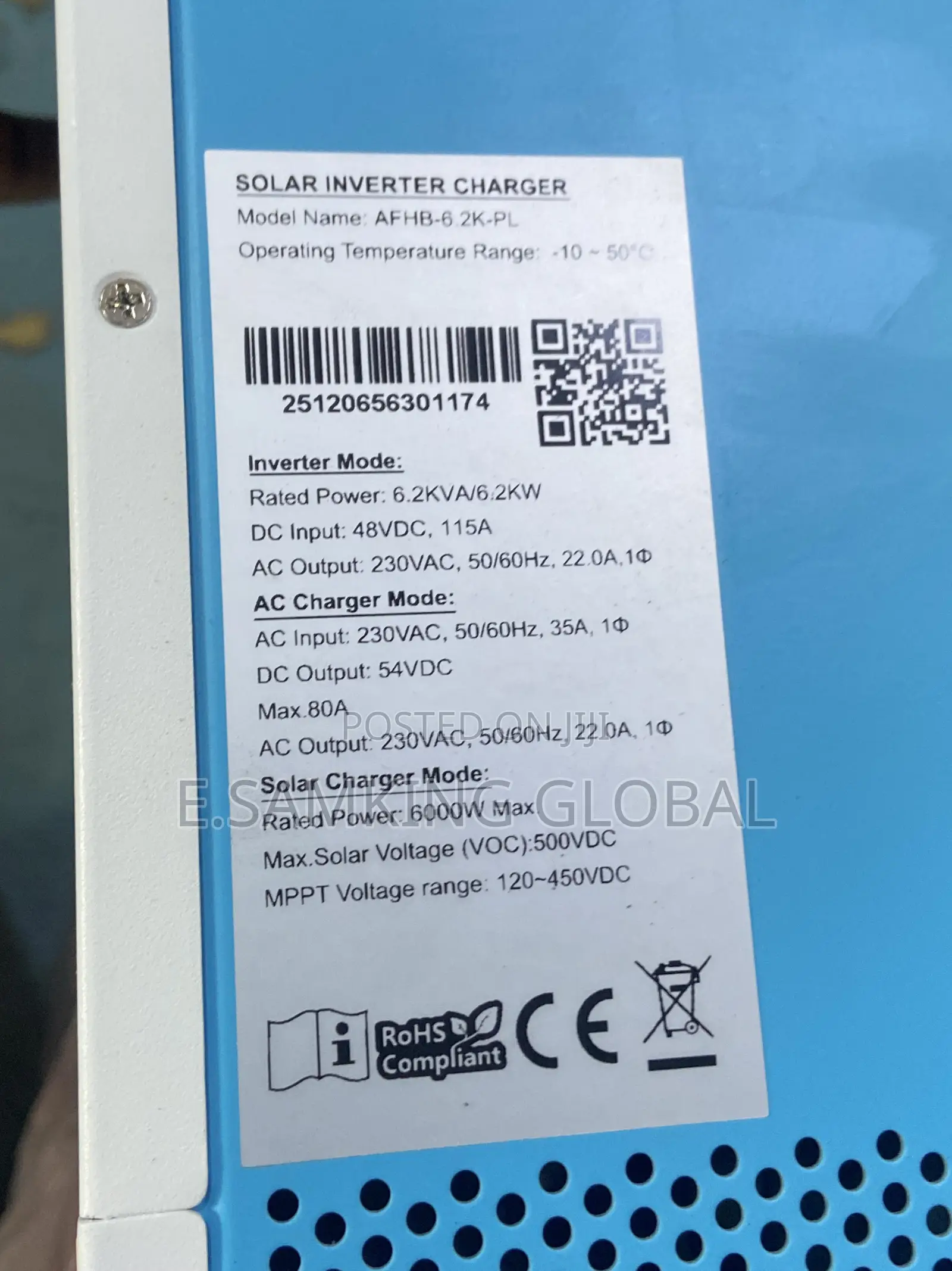 6.2kva Africell Hybrid Inverter