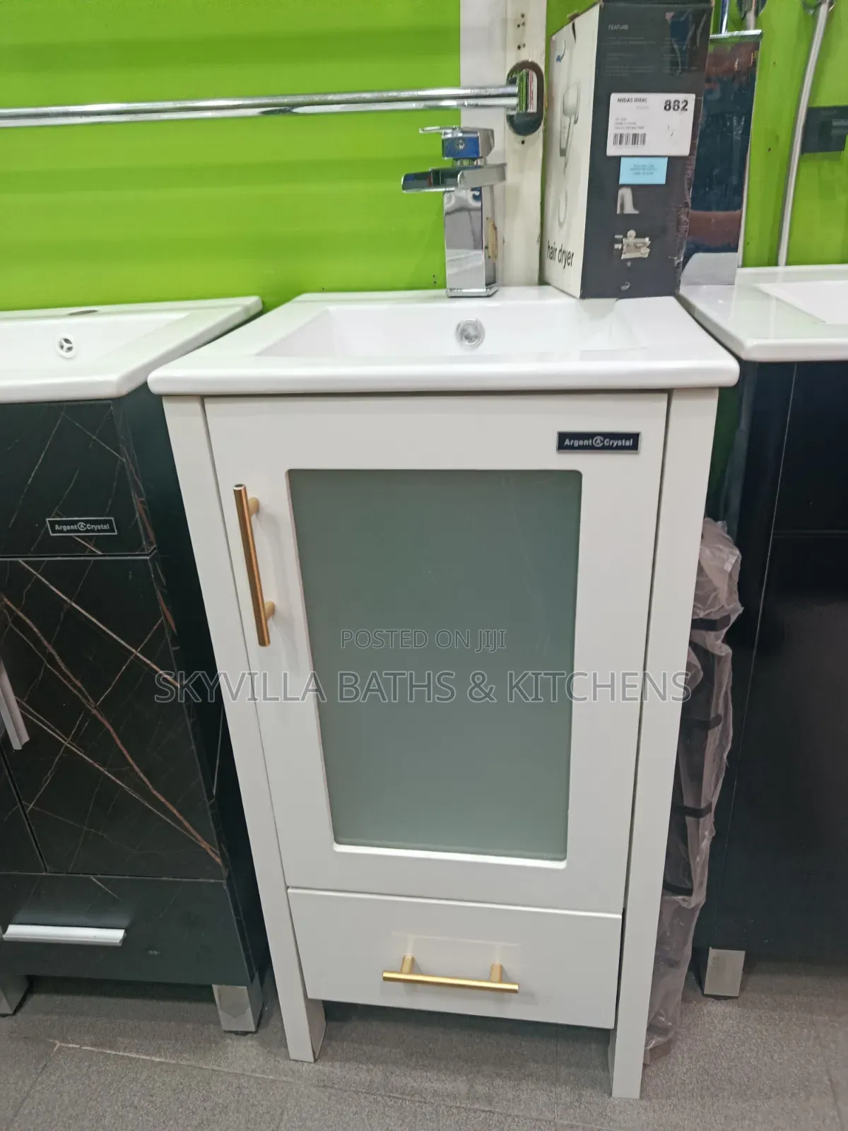 Luxury Compact Bathroom Vanity – Slim White Cabinet Ji