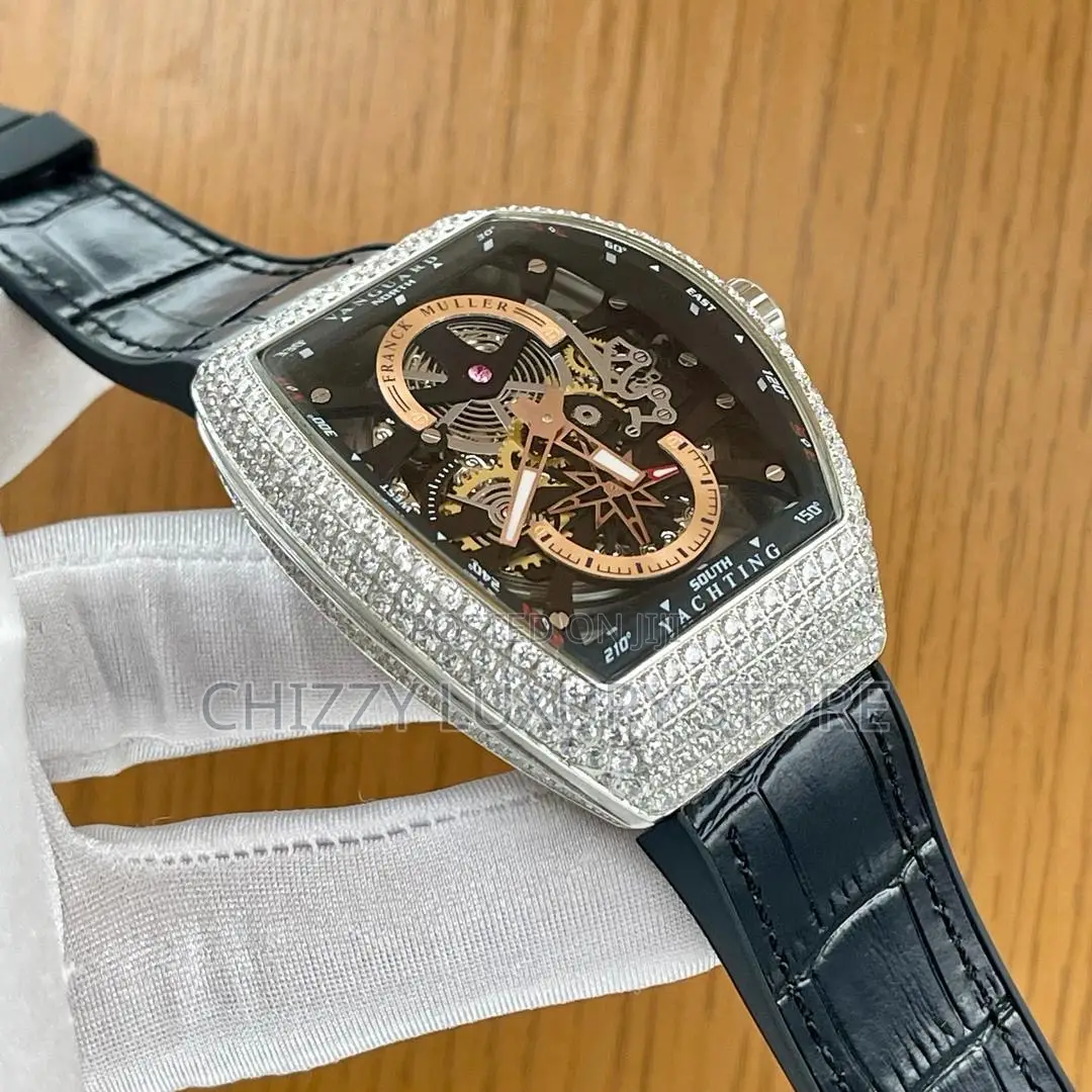 Franck Muller Quality Luxury Men Iced Face Automatic Engine Wristwatch
