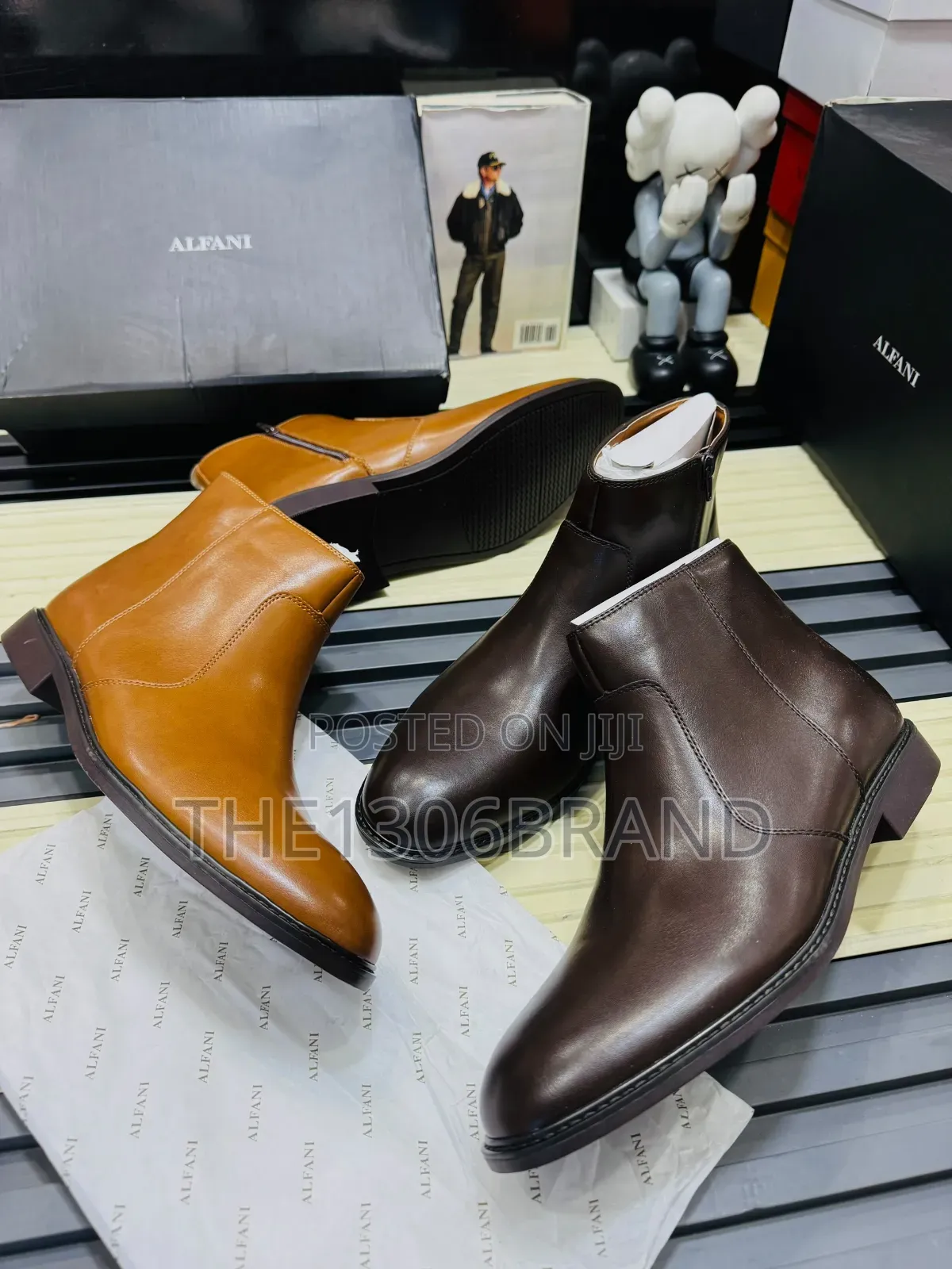 Alfani Men's Premium Leather Ankle Boots – Classic Zip-Up Boots