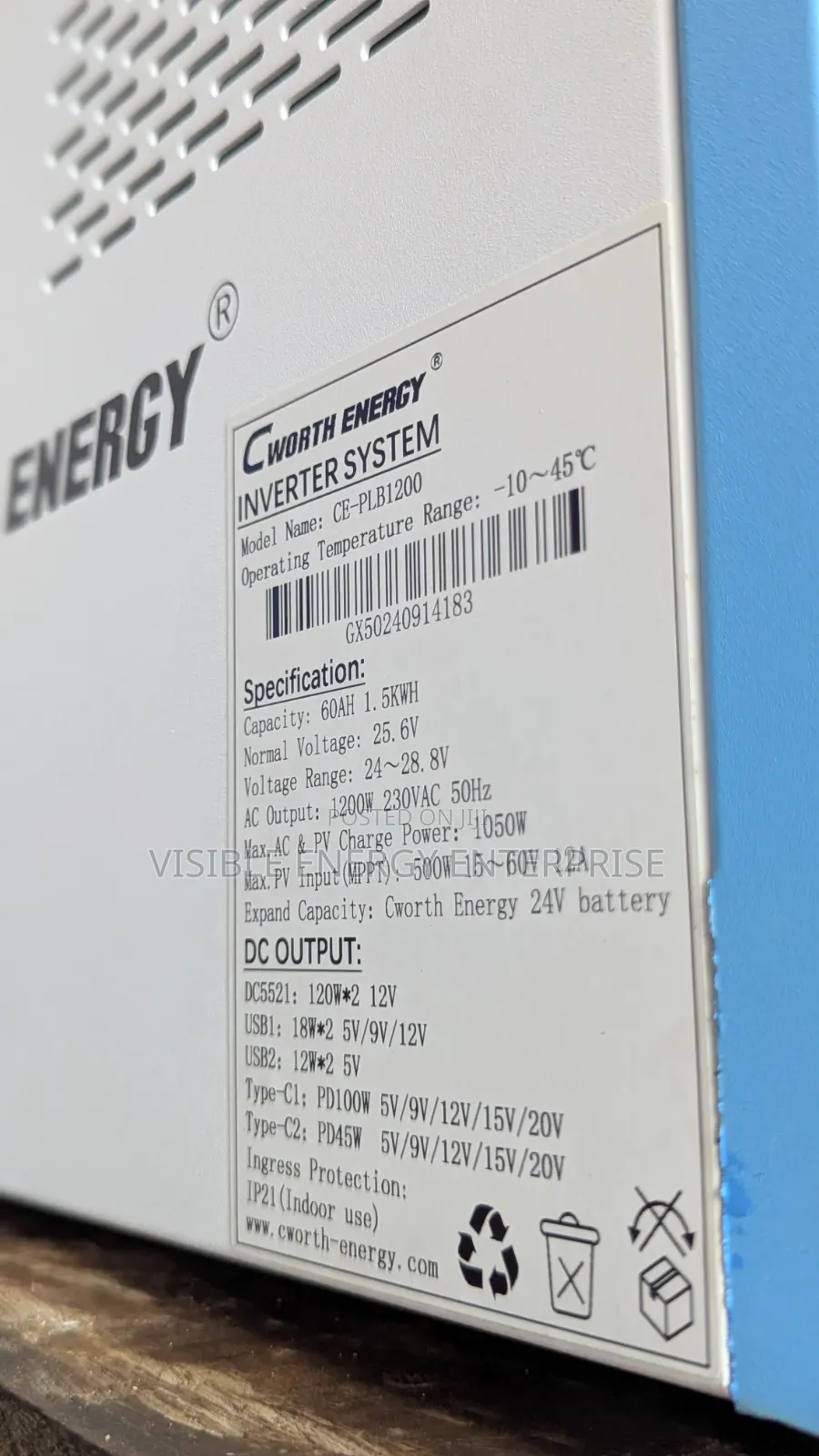 Cworth Energy 1.5kwh|1200w Portable Power Station (Plb1200)