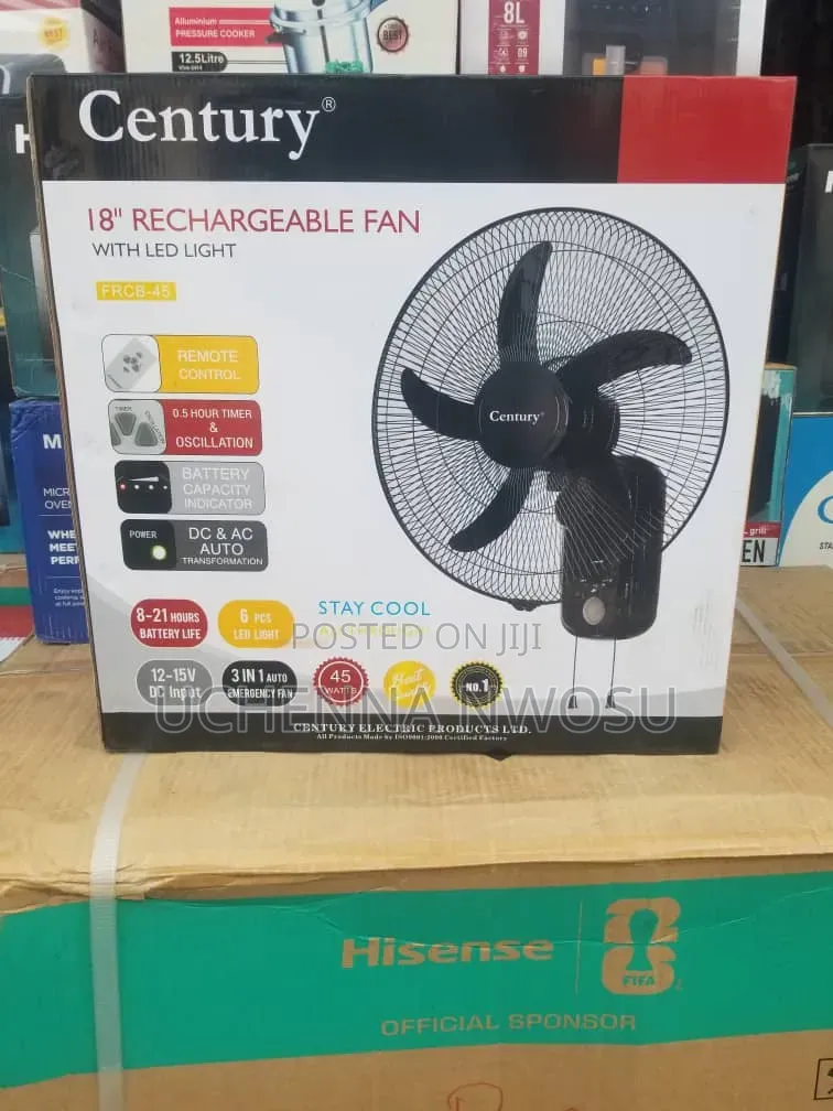 Century Rechargeable Wall Fan 18 Inches