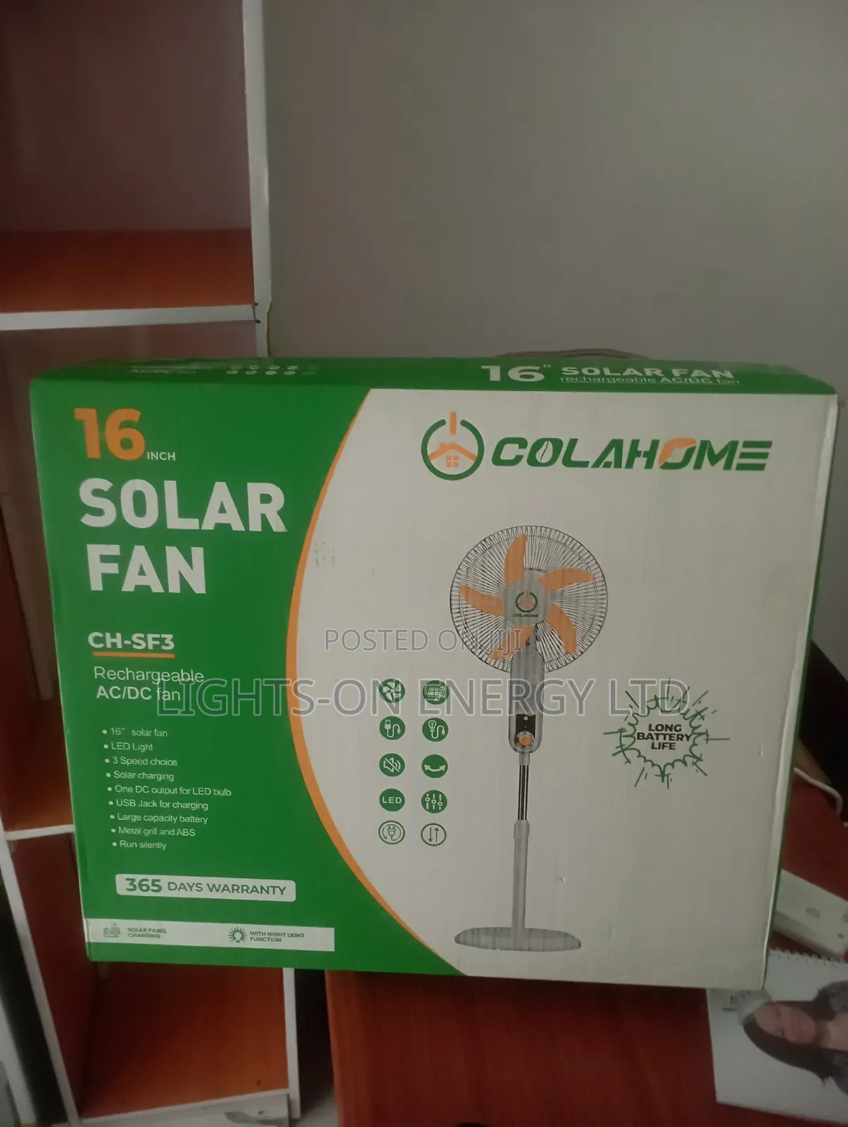 16 Inches Solar Fans Rechargeable Fam