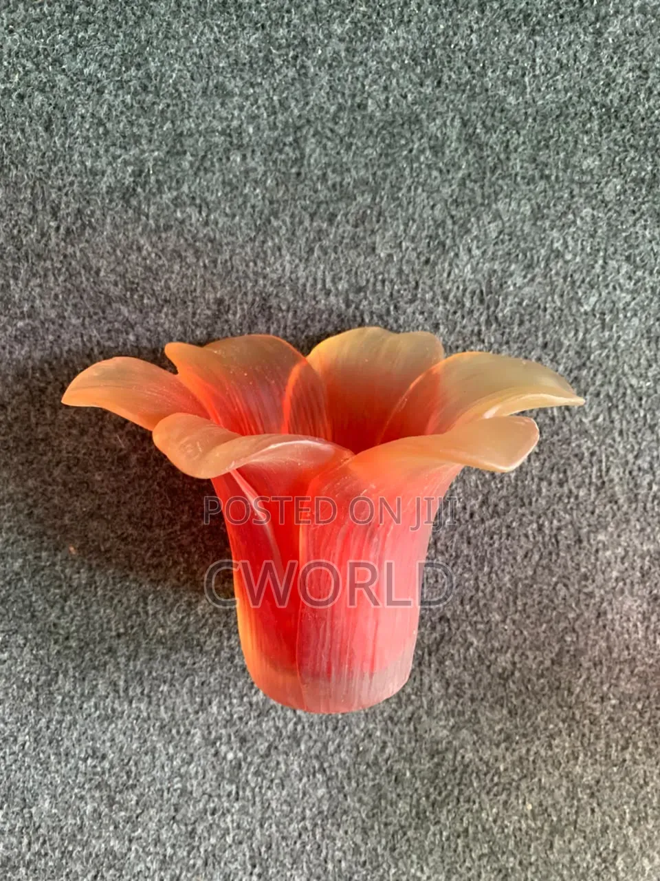 Lily Petal Glass Vase – Sunset Orange