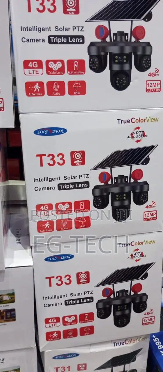 Three Lens Solar CCTV Camera (Payment on Delivery )