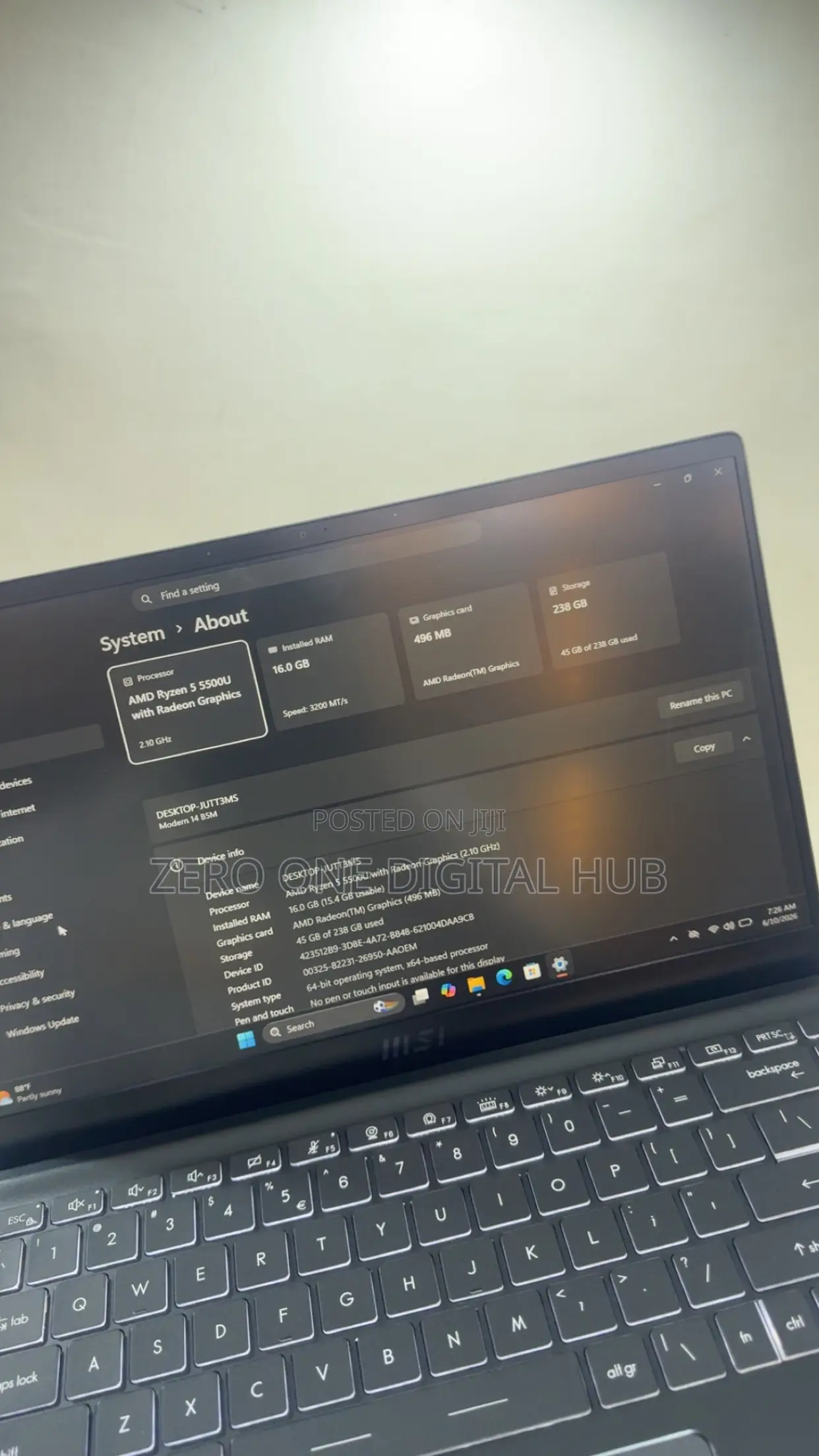 Laptop MSI Modern 14 16GB AMD Ryzen 5 SSD 256GB