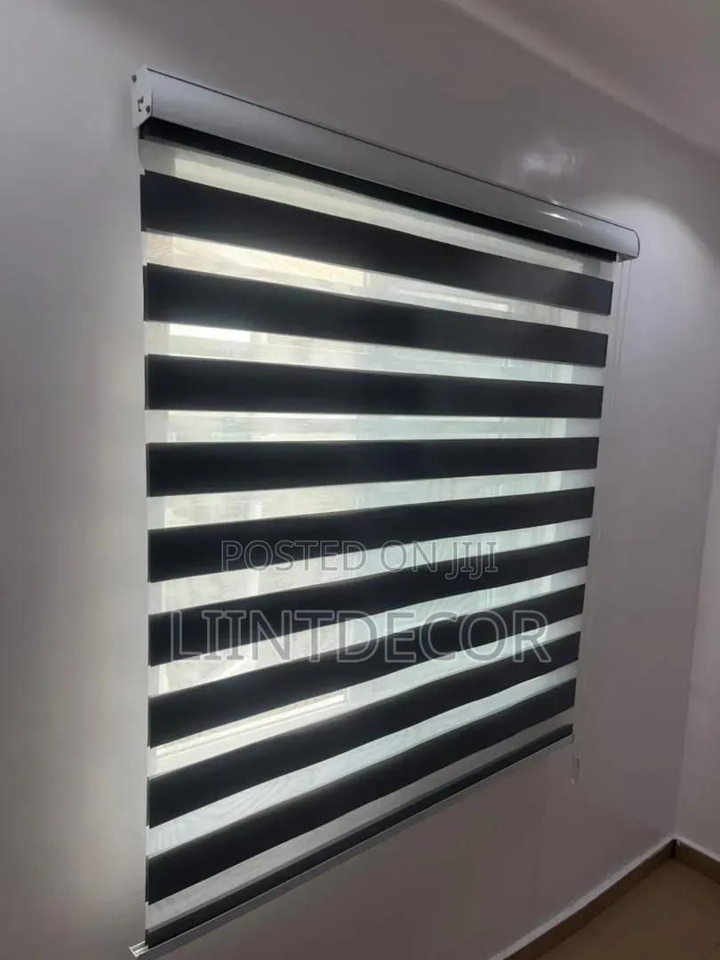 Cool Deep Grey Day and Night Window Blinds