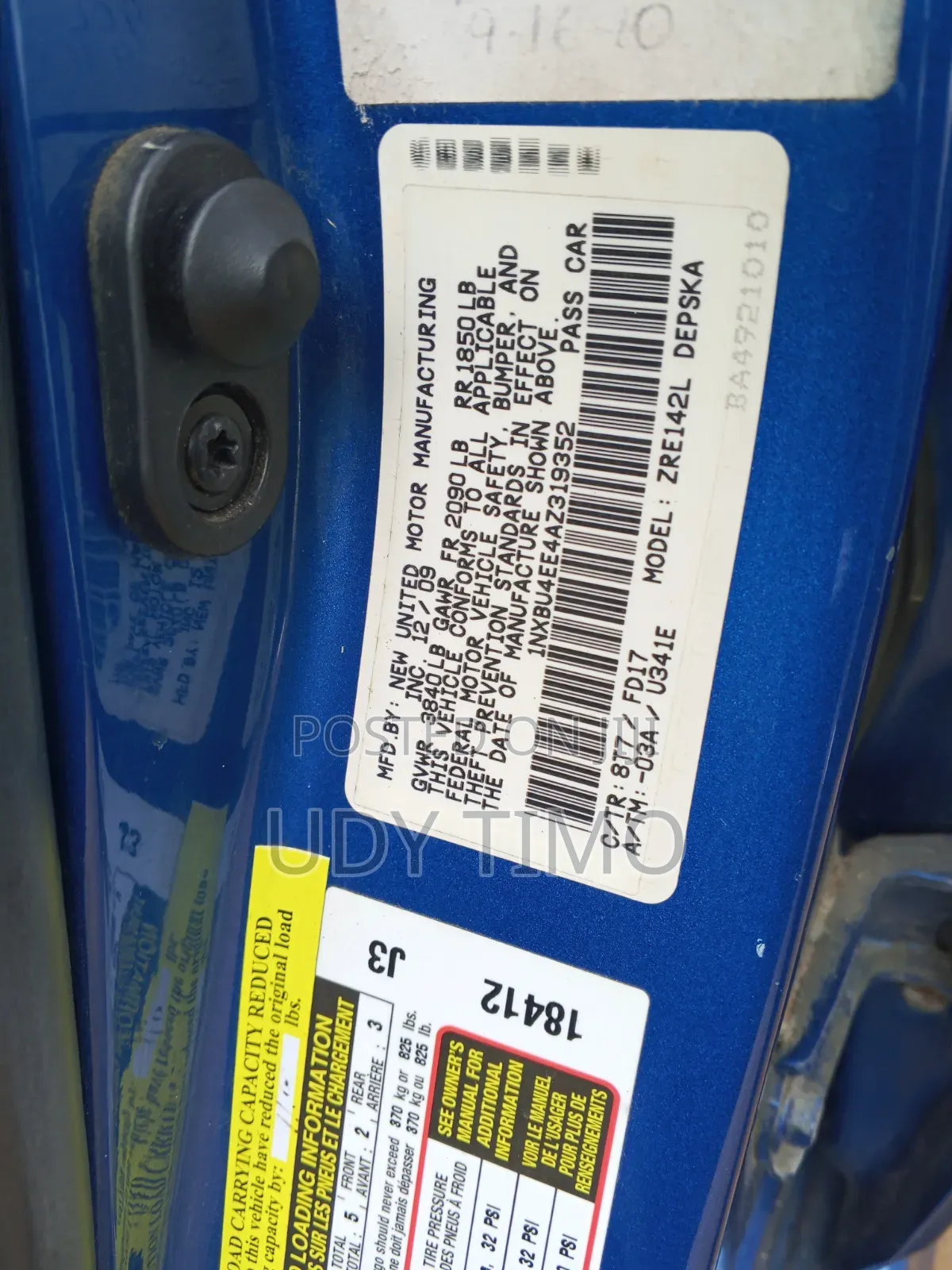 Toyota Corolla S 4dr Sedan (1.8L 4cyl 4A) 2009 Blue