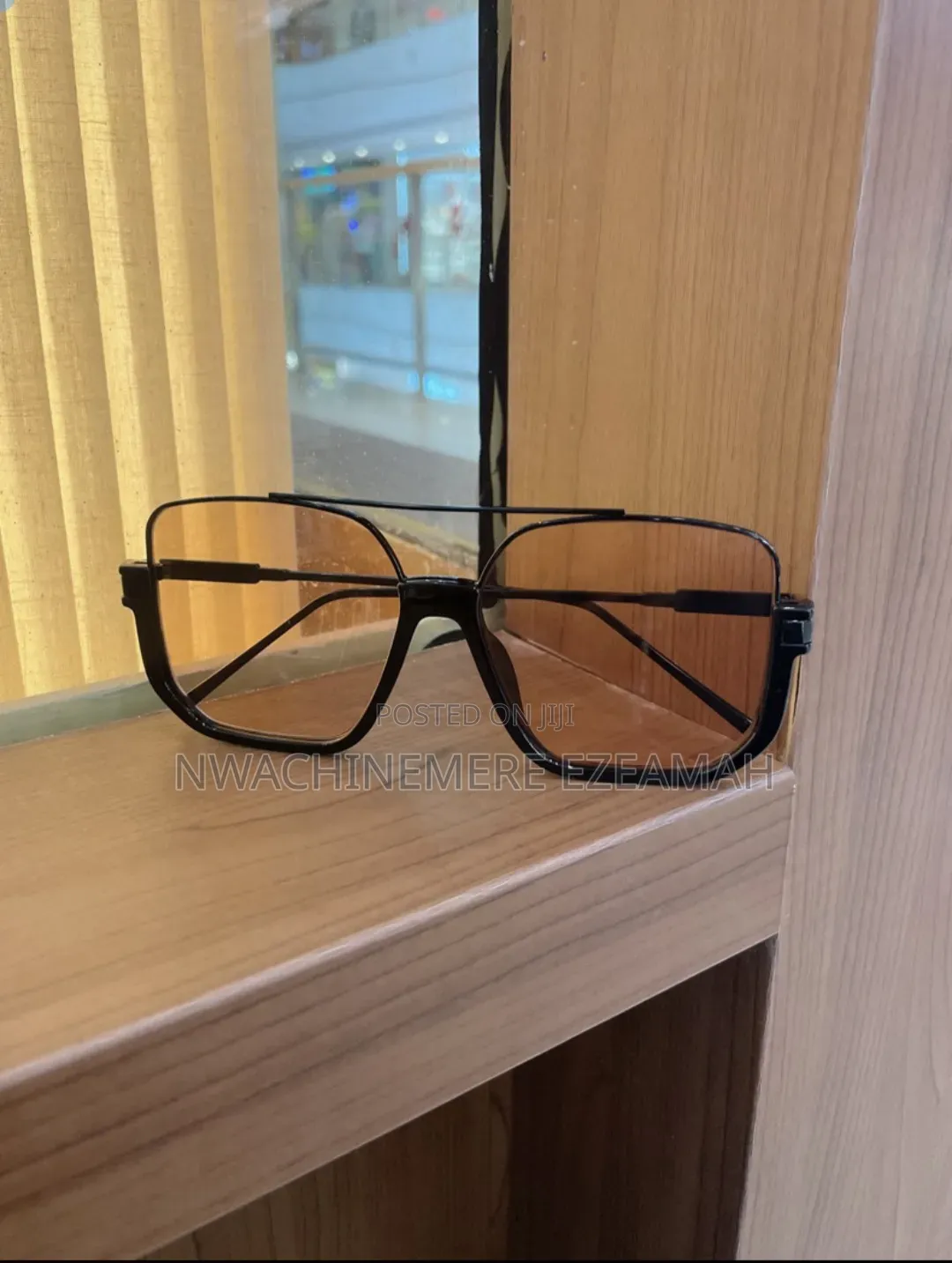 Luxury Square Glasses – Stylish Black Frame With Brown Lens (Unisex)