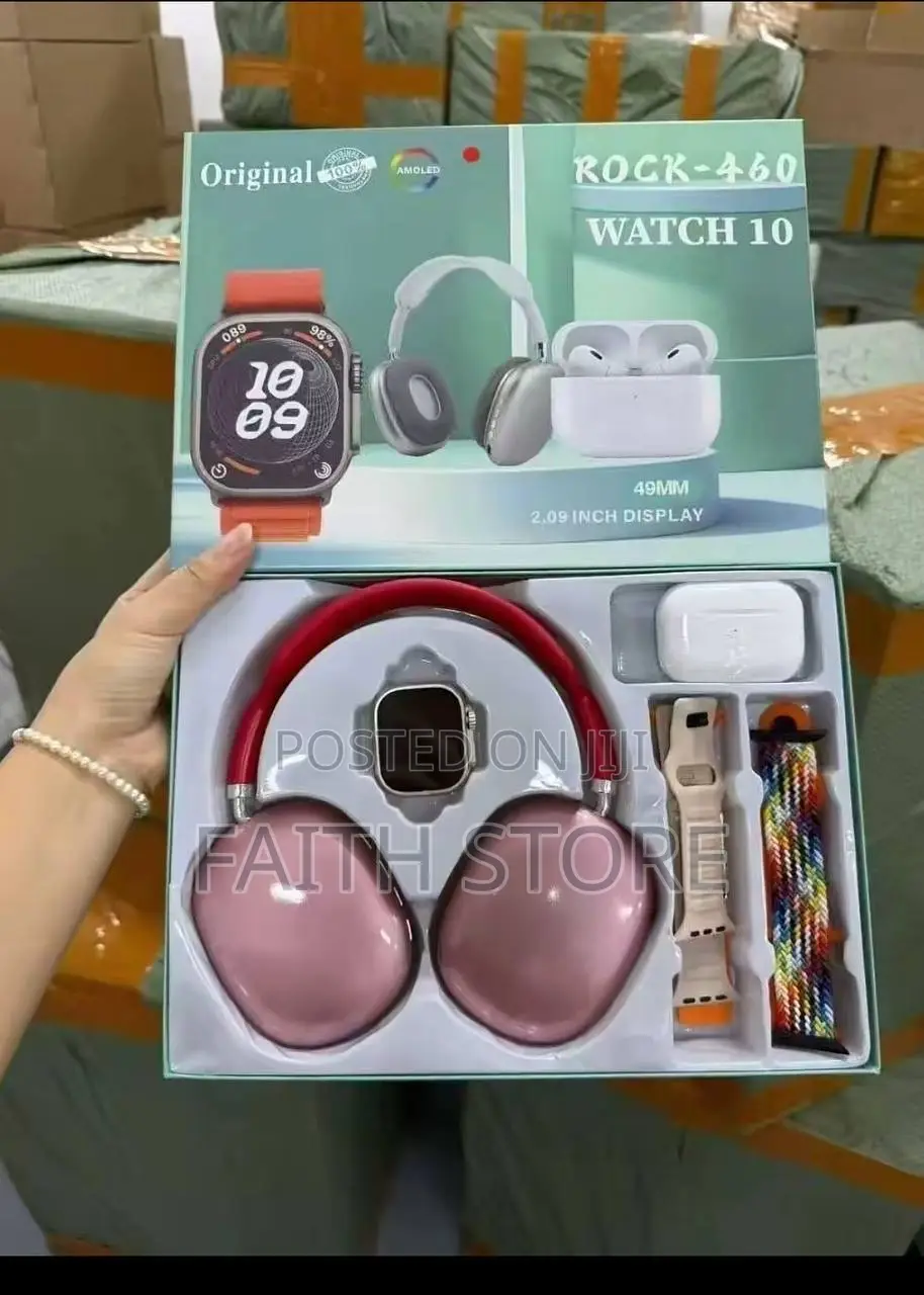 7in1 Rock-460 Bluetooth Calling Smartwatch Dual Earbuds Gift Set