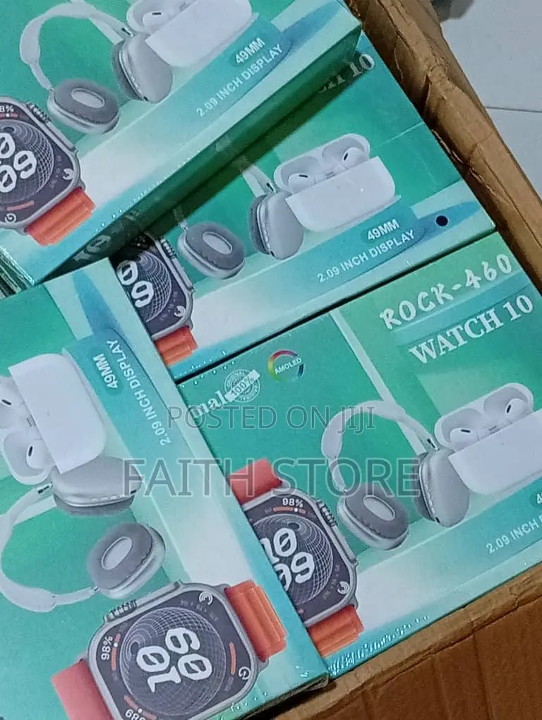 7in1 Rock-460 Bluetooth Calling Smartwatch Dual Earbuds Gift Set