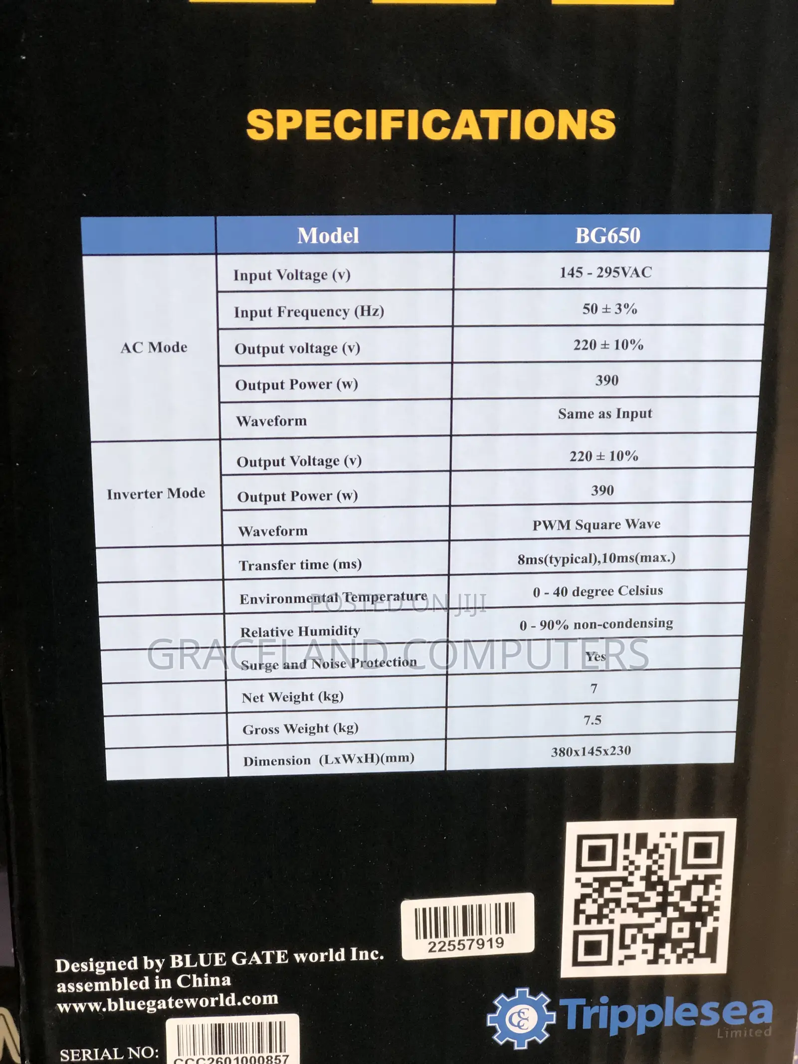 Bluegate 650va Line Interactive Ups (Metal Body)