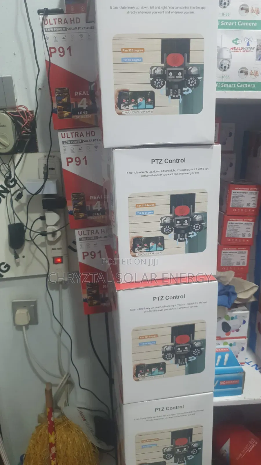 3in1 PTZ Auto/Manual Rotation Solar Camera With 6 Batteries,Mobile App