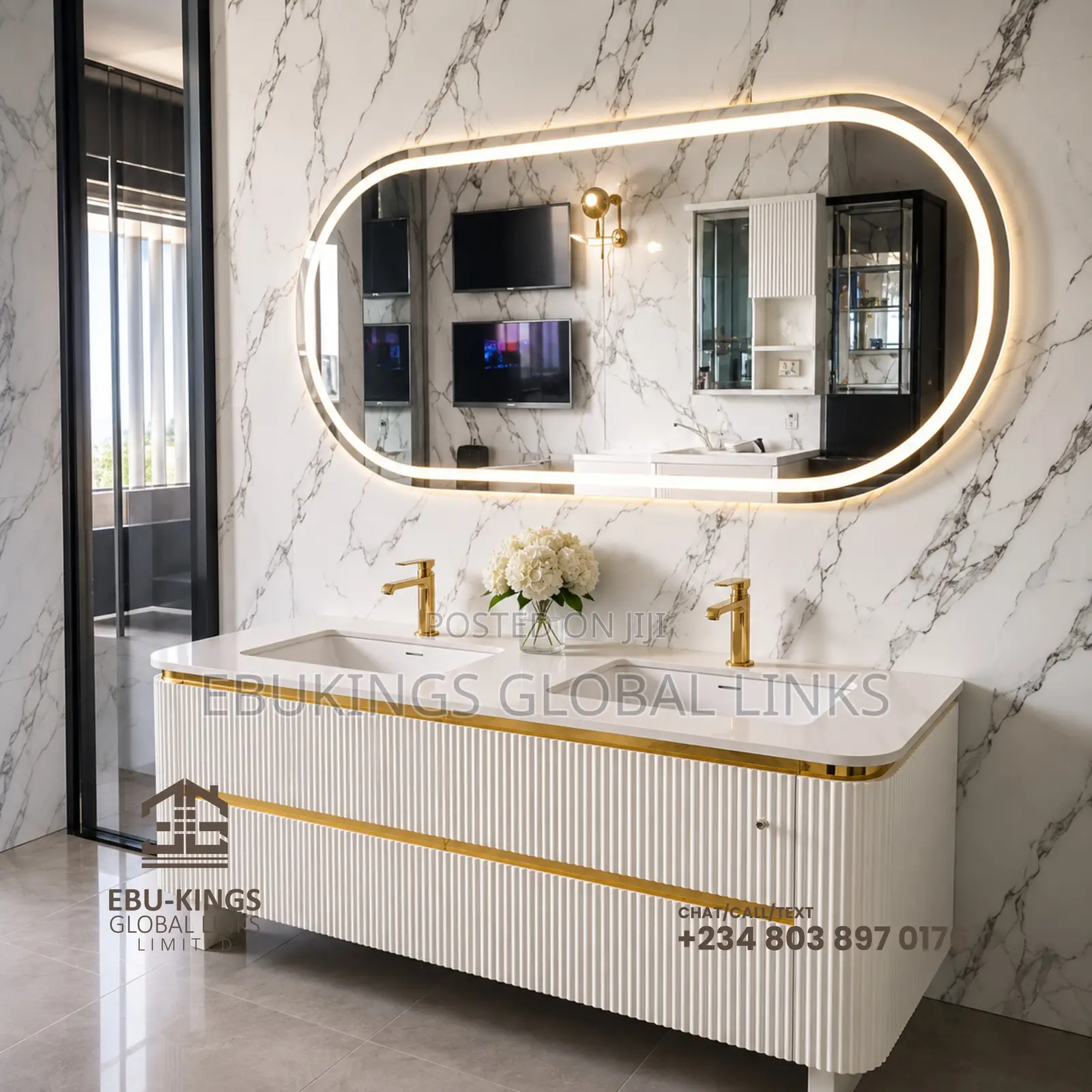 Complete Rocas Bathroom Mirror and Sink Shelve Set
