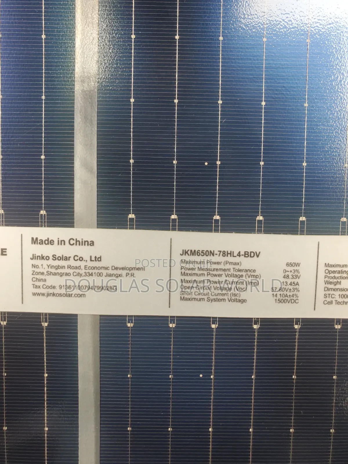 Jinko Solar 650w Mono Bifacial Solar Panel