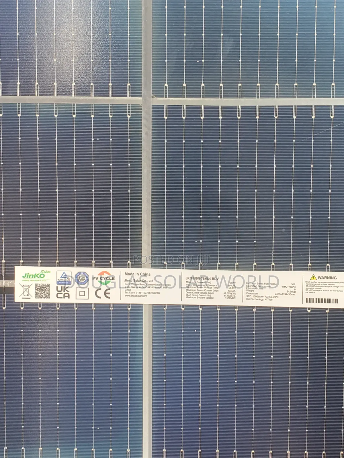 Jinko Solar 650w Mono Bifacial Solar Panel