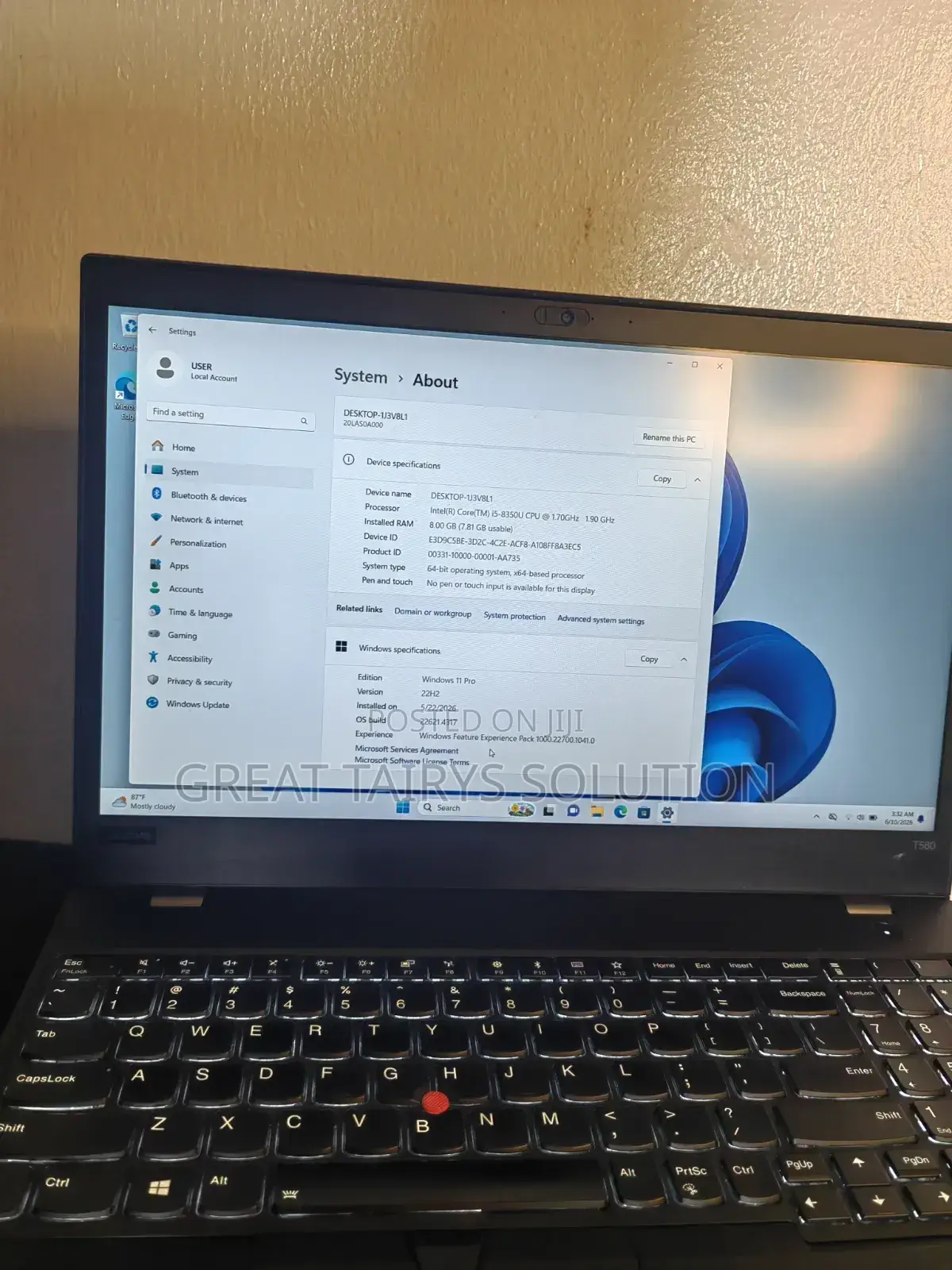 Laptop Lenovo ThinkPad T480 8GB AMD Ryzen 5 HDD+SSD 256GB