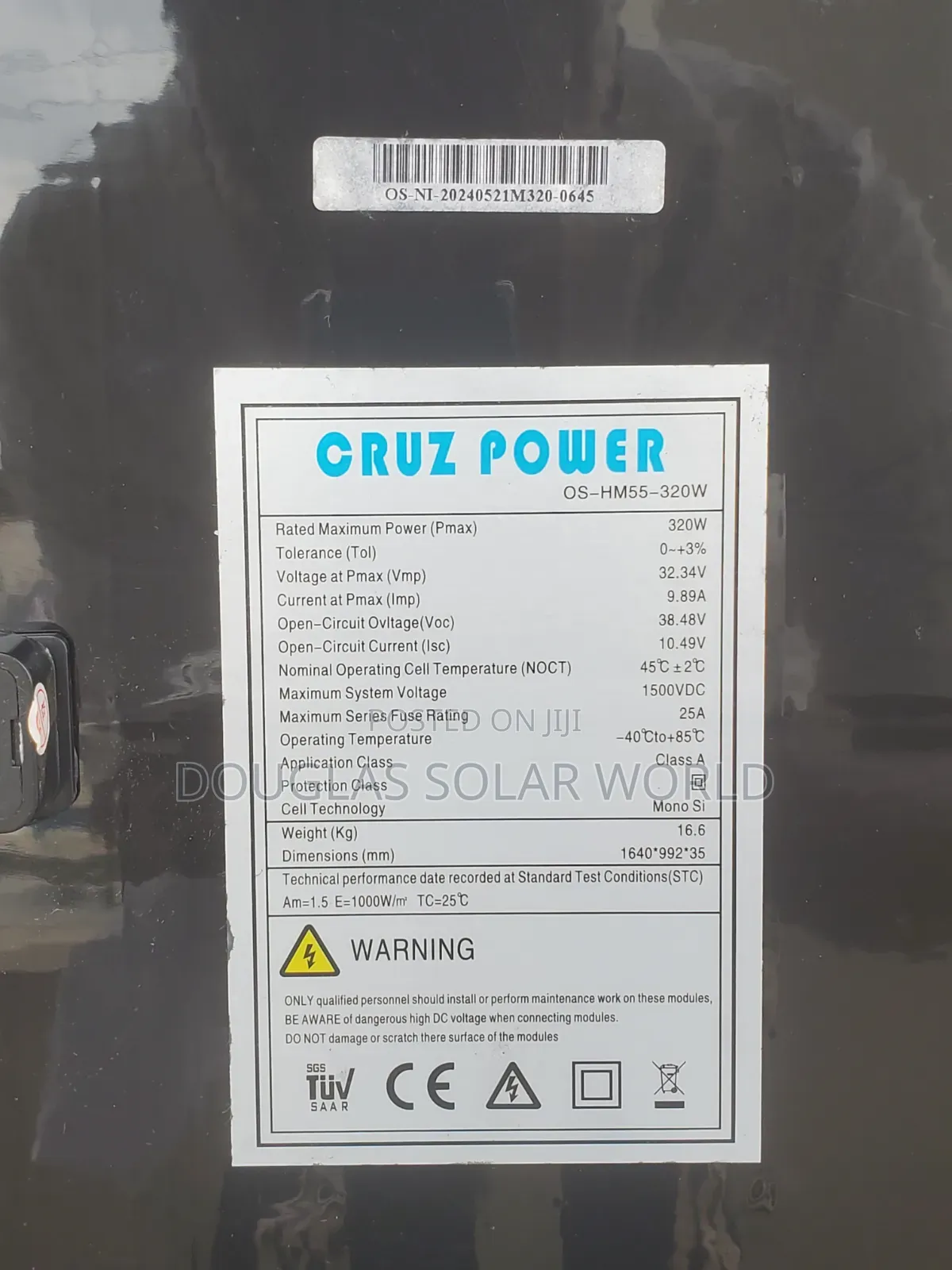 Cruz Power 320w Half-Cut Monocrystalline Solar Panel