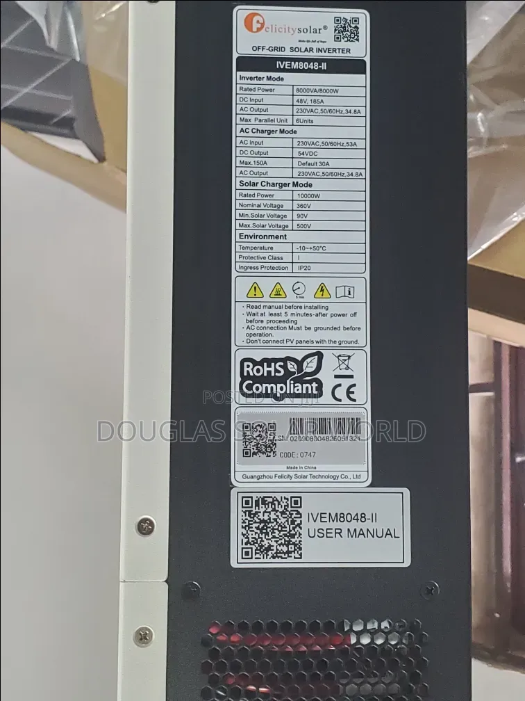 Felicity Solar 8kva (8kw/48v) Hybrid Solar Inverter