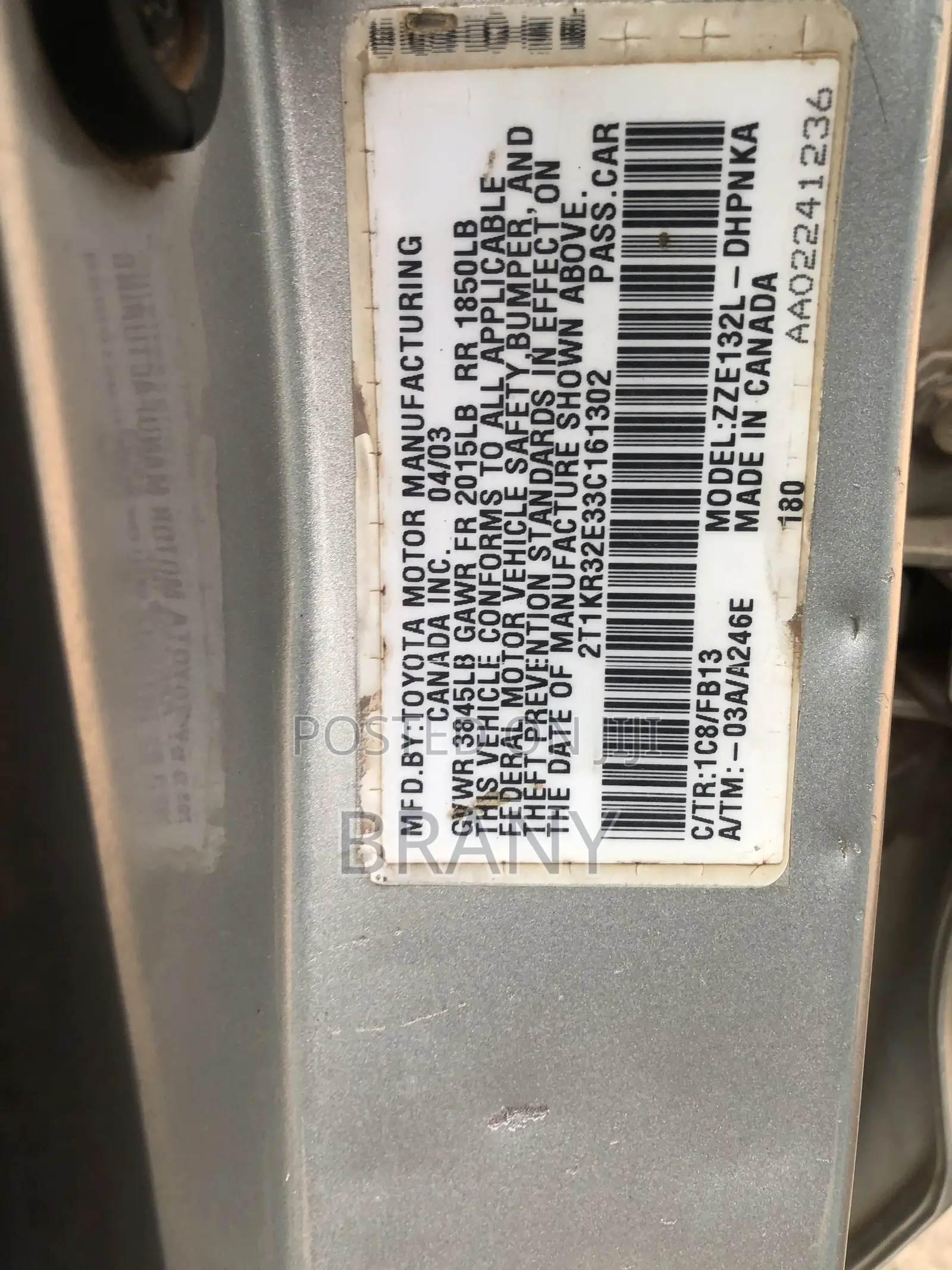 Toyota Matrix Standard AWD (1.8L 4cyl 4A) 2004 Silver