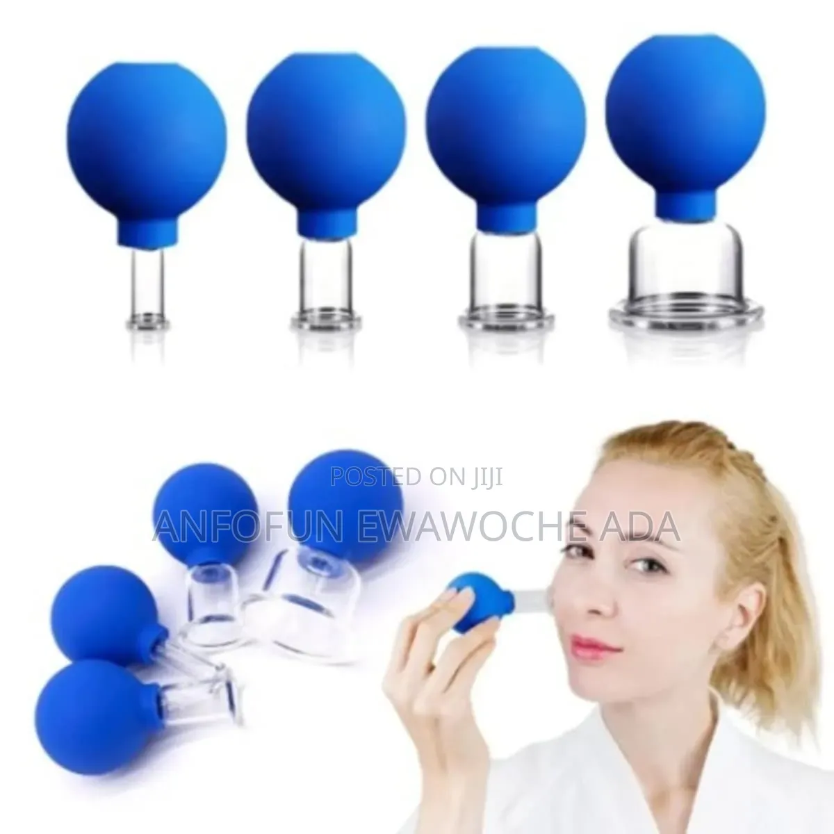 Glass Cupping Set Glass Silicone Cups Massage Vacuum Suction - 4pc