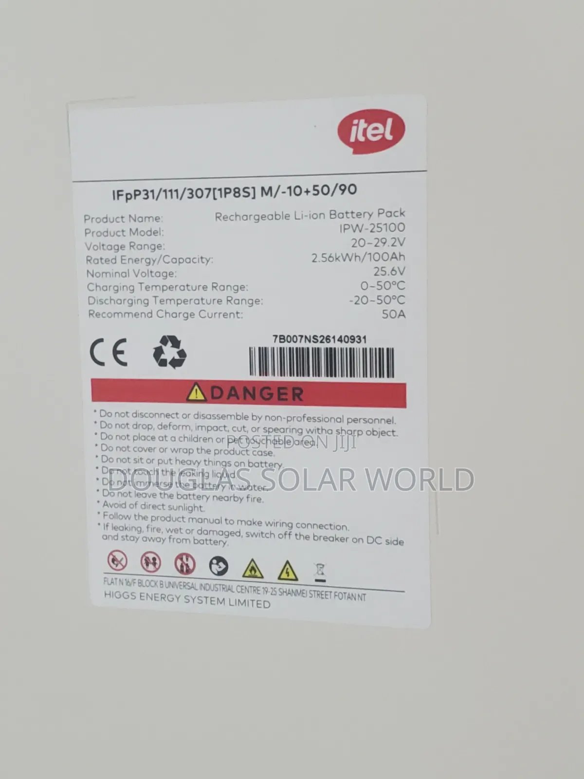 Itel 2.56kwh 25.6v (Itel 2.5kwh 24v) Lithium Battery