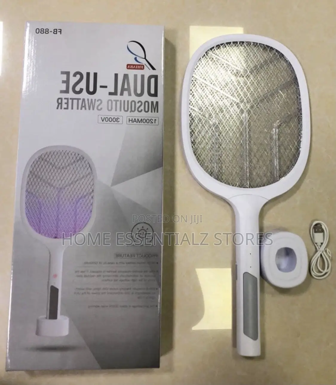 Rechargeable Mosquito Swatter 3000v With Charging Base Fb-880
