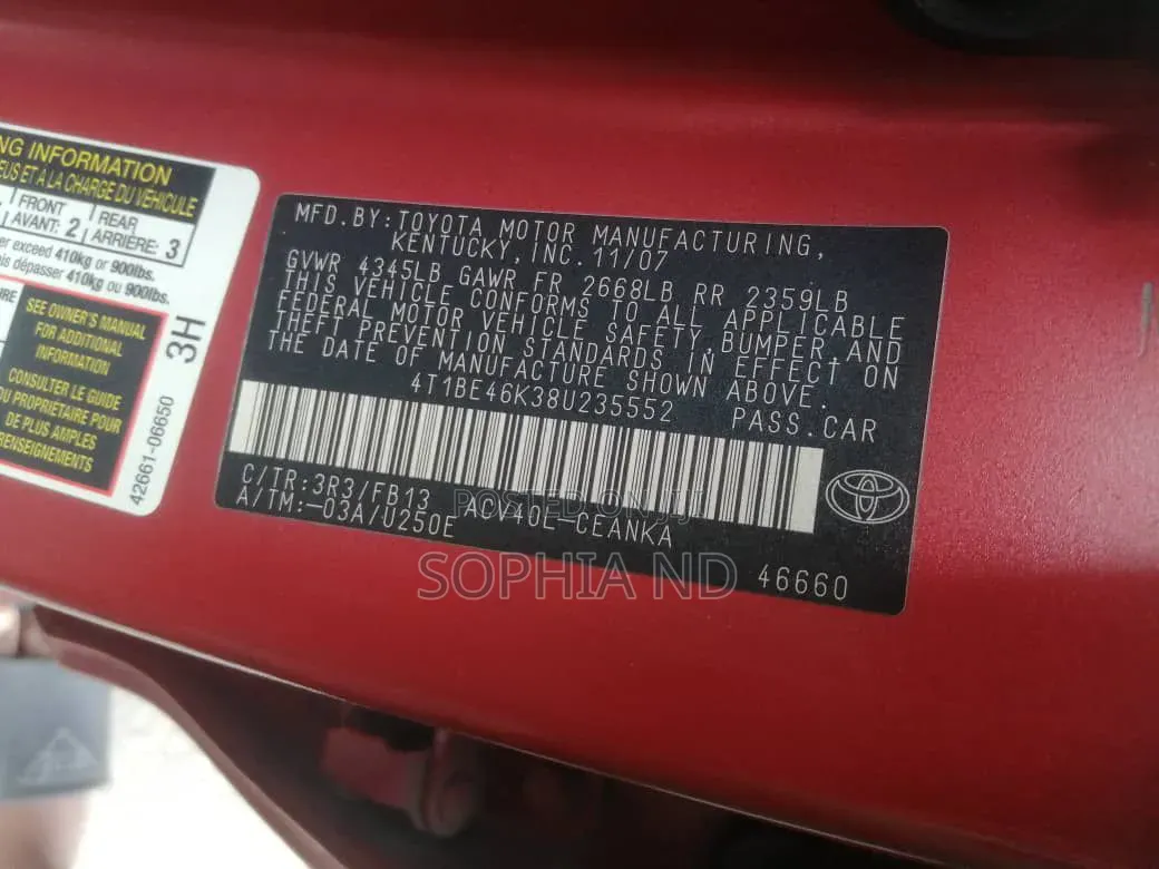 Toyota Camry 2008 Red